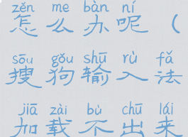 搜狗输入法加载不出来怎么办呢(搜狗输入法加载不出来怎么办呢苹果)