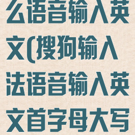 搜狗输入法怎么语音输入英文(搜狗输入法语音输入英文首字母大写)
