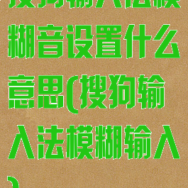 搜狗输入法模糊音设置什么意思(搜狗输入法模糊输入)