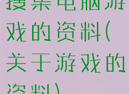 搜集电脑游戏的资料(关于游戏的资料)