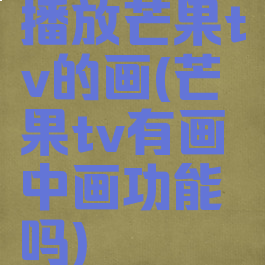 播放芒果tv的画(芒果tv有画中画功能吗)
