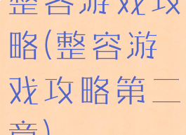 整容游戏攻略(整容游戏攻略第二章)
