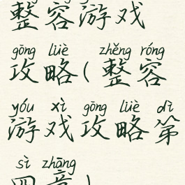 整容游戏攻略(整容游戏攻略第四章)