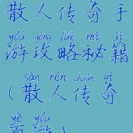 散人传奇手游攻略秘籍(散人传奇页游)