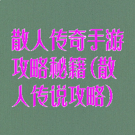 散人传奇手游攻略秘籍(散人传说攻略)