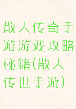 散人传奇手游游戏攻略秘籍(散人传世手游)