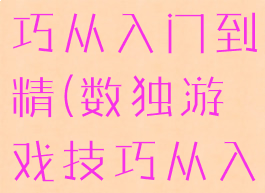 数独游戏技巧从入门到精(数独游戏技巧从入门到精通)