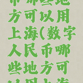 数字人民币哪些地方可以用上海(数字人民币哪些地方可以用上海银行卡)