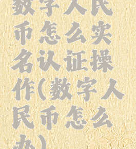 数字人民币怎么实名认证操作(数字人民币怎么办)