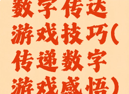 数字传达游戏技巧(传递数字游戏感悟)