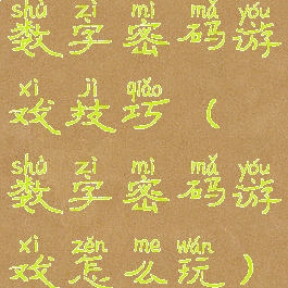 数字密码游戏技巧(数字密码游戏怎么玩)