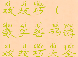 数字密码游戏技巧(数字密码游戏技巧大全)
