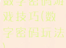数字密码游戏技巧(数字密码玩法)