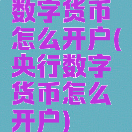 数字货币怎么开户(央行数字货币怎么开户)