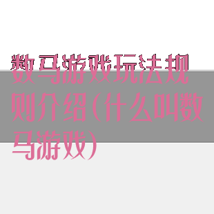 数马游戏玩法规则介绍(什么叫数马游戏)