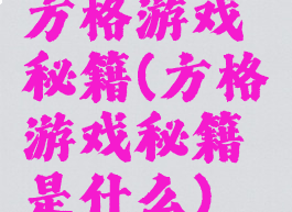 方格游戏秘籍(方格游戏秘籍是什么)