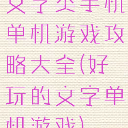 文字类手机单机游戏攻略大全(好玩的文字单机游戏)