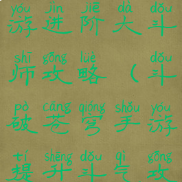 斗破苍穹手游进阶大斗师攻略(斗破苍穹手游提升斗气攻略)