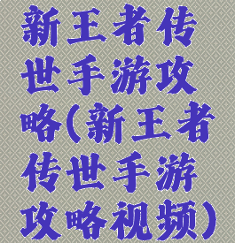 新王者传世手游攻略(新王者传世手游攻略视频)