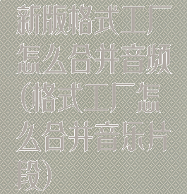 新版格式工厂怎么合并音频(格式工厂怎么合并音乐片段)