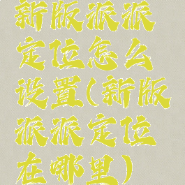 新版派派定位怎么设置(新版派派定位在哪里)