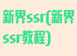 新界ssr(新界ssr教程)