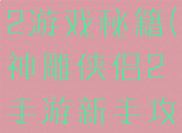 新神雕侠侣2游戏秘籍(神雕侠侣2手游新手攻略)