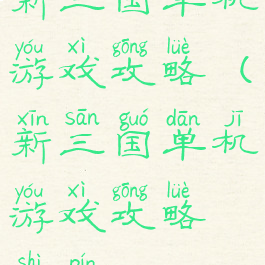 新三国单机游戏攻略(新三国单机游戏攻略视频)