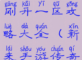 新传奇手游刚开一区攻略大全(新来手游传奇一区)