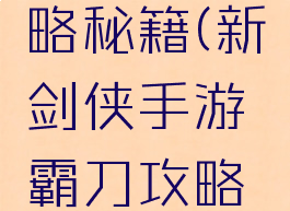 新剑侠手游霸刀攻略秘籍(新剑侠手游霸刀攻略秘籍怎么用)