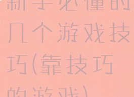 新手必懂的几个游戏技巧(靠技巧的游戏)