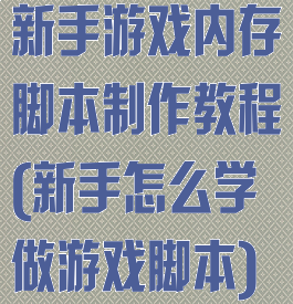 新手游戏内存脚本制作教程(新手怎么学做游戏脚本)