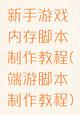 新手游戏内存脚本制作教程(端游脚本制作教程)