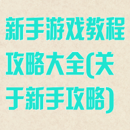 新手游戏教程攻略大全(关于新手攻略)