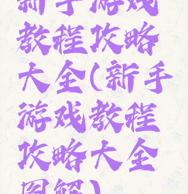 新手游戏教程攻略大全(新手游戏教程攻略大全图解)