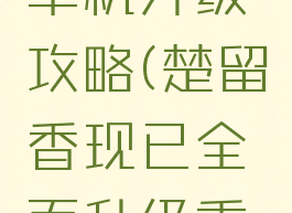 新楚留香单机升级攻略(楚留香现已全面升级重制)