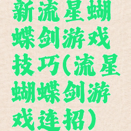 新流星蝴蝶剑游戏技巧(流星蝴蝶剑游戏连招)