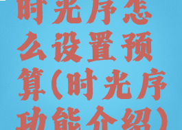 时光序怎么设置预算(时光序功能介绍)