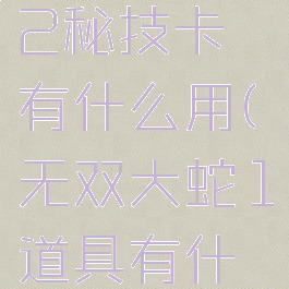无双大蛇2秘技卡有什么用(无双大蛇1道具有什么用)