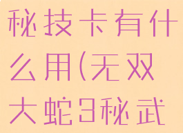 无双大蛇2秘技卡有什么用(无双大蛇3秘武有什么用)