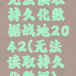 无法读取持久化数据战地2042(无法读取持久化数据)