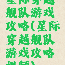 星际穿越舰队游戏攻略(星际穿越舰队游戏攻略视频)