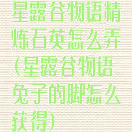 星露谷物语精炼石英怎么弄(星露谷物语兔子的脚怎么获得)