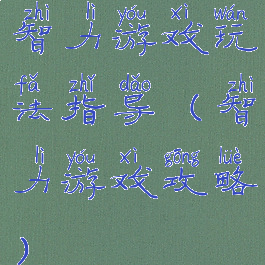 智力游戏玩法指导(智力游戏攻略)