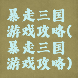 暴走三国游戏攻略(暴走三国游戏攻略)