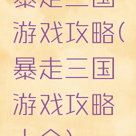 暴走三国游戏攻略(暴走三国游戏攻略大全)