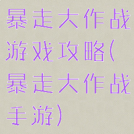 暴走大作战游戏攻略(暴走大作战手游)