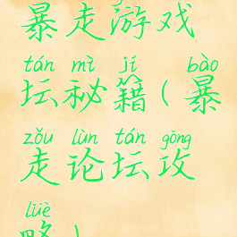 暴走游戏坛秘籍(暴走论坛攻略)