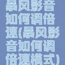 暴风影音如何调倍速(暴风影音如何调倍速模式)