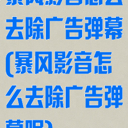 暴风影音怎么去除广告弹幕(暴风影音怎么去除广告弹幕呢)